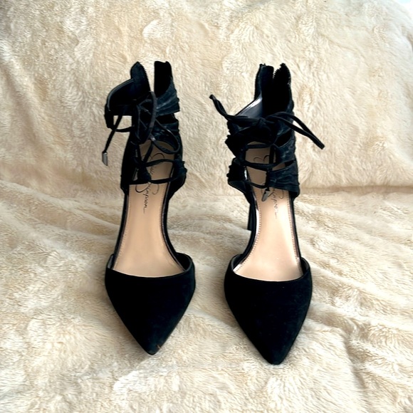 Jessica Simpson Caleya 4” Black Suede Heels 8M - Picture 2 of 6